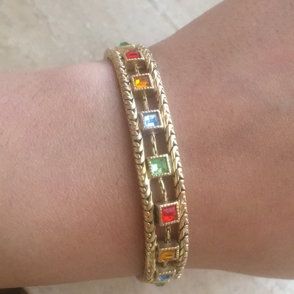 Gold and multi colored bracelet